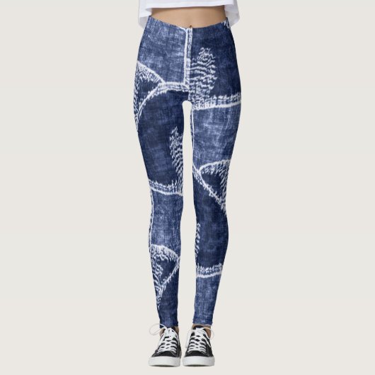 Leggings Indigo Patchwork : Texturé Checked Elegance (Devant)