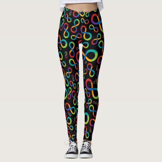 Leggings Infini Neurodiversity d'arc-en-ciel d'autisme (Devant)