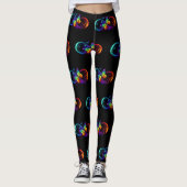 Leggings Infini vibrant avec papillon arc-en-ciel sur noir (Devant)