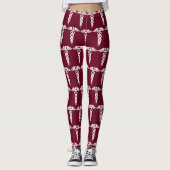 Leggings Infirmière Bourgogne Rouge Médicale Caduceus Motif (Devant)