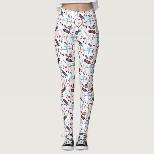 Leggings Infirmière Cute Stethoscope Docteur Motif EKG