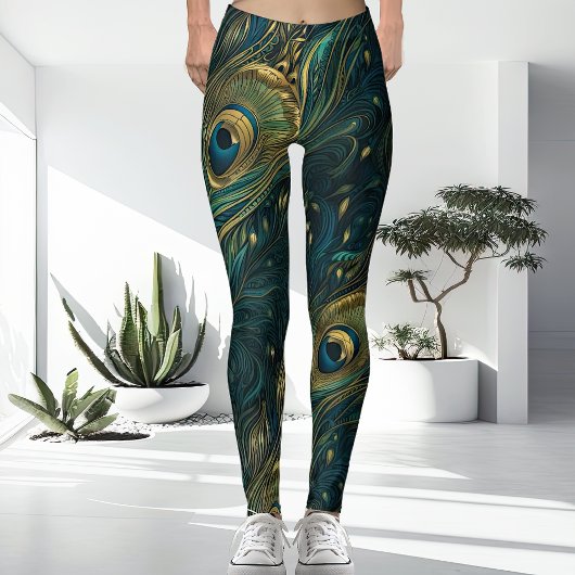 Leggings Insolite + Unique Hautement Détaillé Plume De Peac