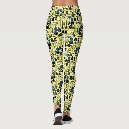 Leggings Instruments de musique motif design 2 tons LYellow (Dos)
