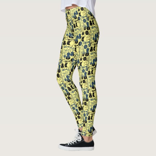 Leggings Instruments de musique motif design 2 tons LYellow (Gauche)
