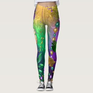 Leggings Iridescente mardi gras arrière - plan avec perles