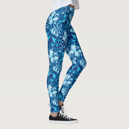 Leggings Iris de William Morris et lis, bleu d'indigo (Droite)