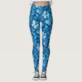 Leggings Iris de William Morris et lis, bleu d'indigo (Devant)