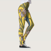 Leggings Iris Fleur Art Nouveau Vitrail Bleu Or (Droite)