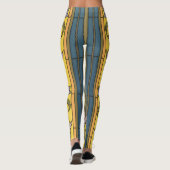 Leggings Iris Fleur Art Nouveau Vitrail Bleu Or (Dos)