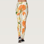 Leggings Iris orange : motif floral transparent (Dos)