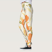 Leggings Iris orange : motif floral transparent (Gauche)