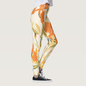 Leggings Iris orange : motif floral transparent (Droite)