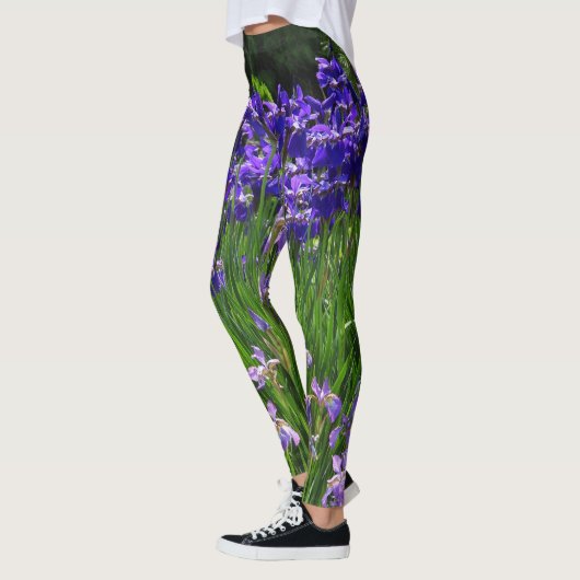 Leggings Irises tons violet et vert (Gauche)