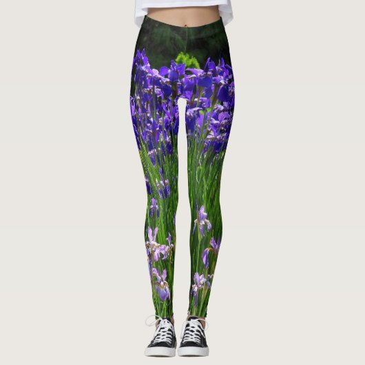 Leggings Irises tons violet et vert (Devant)