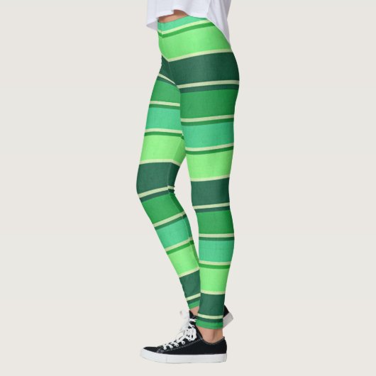 Leggings Irish Green Stripe Patern St Patrick's Day (Gauche)