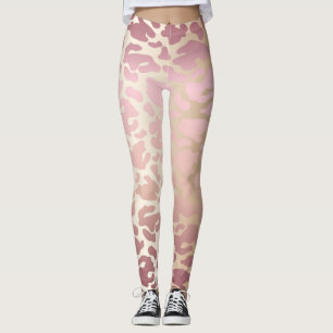 Leggings Ivoire, or Rose et pattes de femme rose