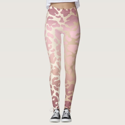 Leggings Ivoire, or Rose et pattes de femme rose (Devant)
