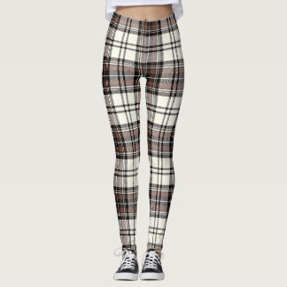 Leggings Ivory, Quincy, Tartan noir, Motif plaqué