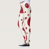 Leggings Ivory Red Dots Funky Whimsical Circle Pattern (Gauche)