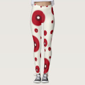 Leggings Ivory Red Dots Funky Whimsical Circle Pattern (Devant)