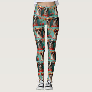 Leggings Jack Russell avec coeur Roses Saint-Valentin