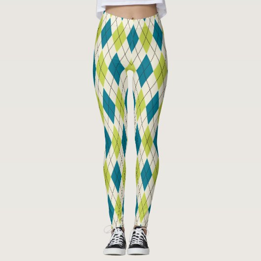 Leggings Jacquard bleu et vert (Devant)