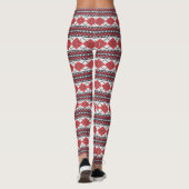 Leggings Jacquard de l'île nordique rouge et blanc (Dos)