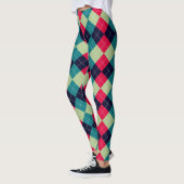 Leggings Jacquard de Noël Plaid Motif vert rouge (Gauche)