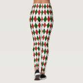 Leggings Jacquard Diamant rouge et arlequin vert de Noël (Dos)