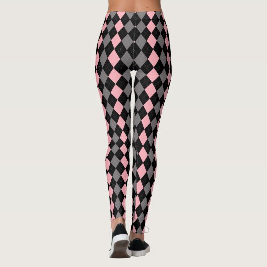 Leggings Jacquard gris noir rose rétro (Dos)