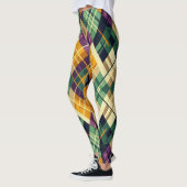 Leggings Jacquard Mardi Gras jaune violet vert (Gauche)