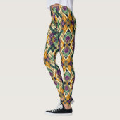 Leggings Jacquard Mardi Gras jaune violet vert (Gauche)