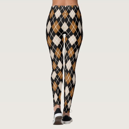 Leggings Jacquard Motif noir et Brown sans couture (Dos)