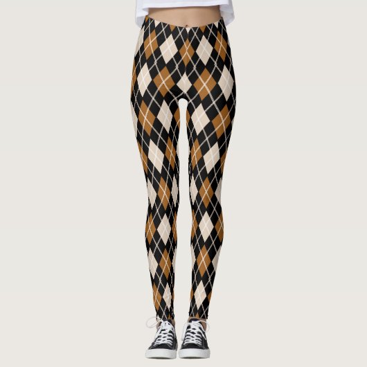 Leggings Jacquard Motif noir et Brown sans couture (Devant)