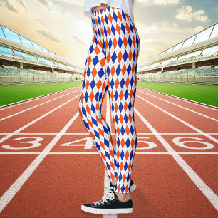 Leggings Jacquard orange et bleu diamant
