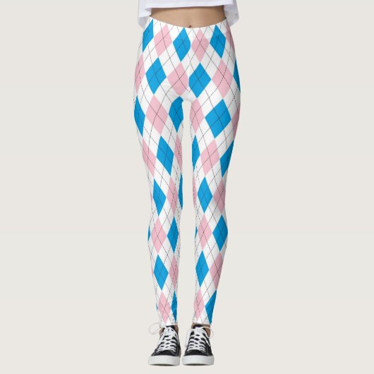 Leggings Jacquard Rose Et Bleu (Devant)
