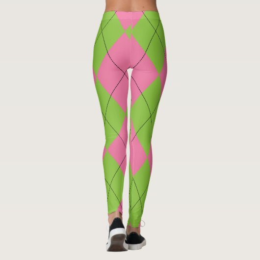 Leggings Jacquard rose et vert (Dos)
