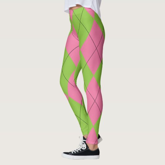 Leggings Jacquard rose et vert (Gauche)