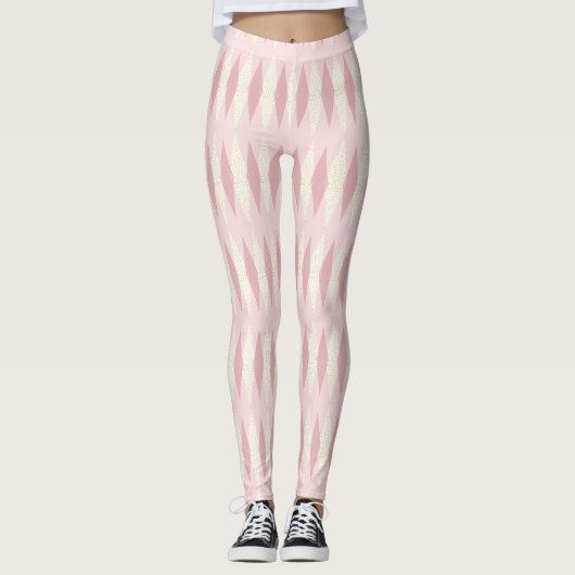 Leggings Jacquard rose moderne du milieu du siècle (Devant)