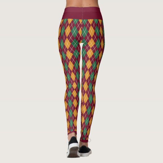 Leggings Jacquard Rouge Vert Motif Élégant Plutôt (Dos)
