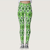 Leggings Jacquard vert de la Saint Patrick Motif de trèfle  (Devant)
