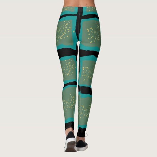 Leggings Jade and Turquoise with Gold (Dos)