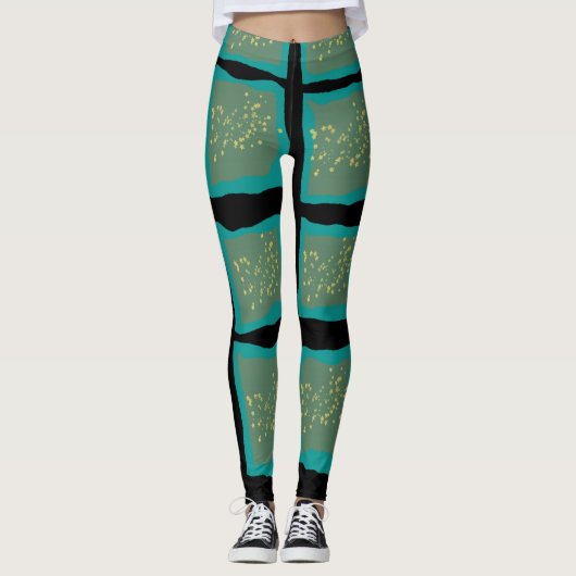 Leggings Jade and Turquoise with Gold (Devant)
