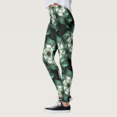 Leggings Jade foncé Vert et blanc Fleur fractale Abstraite (Gauche)