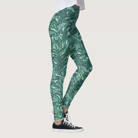 Leggings Jade texturé et teintes vert cyanique (Droite)