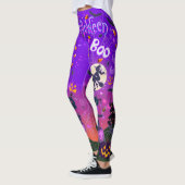 Leggings J'Aime Halloween Éffrayante sorcière violet Leggin (Gauche)