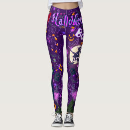 Leggings J'Aime Halloween Éffrayante sorcière violet Leggin