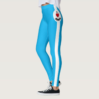 Leggings J'Aime Jésus, Bleu Avec Blancs