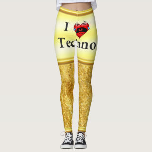 Leggings J'aime la techno Avec un coeur rouge drôle chanter