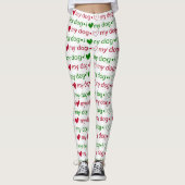 Leggings J'aime mes pattes de Noël de chien (Devant)